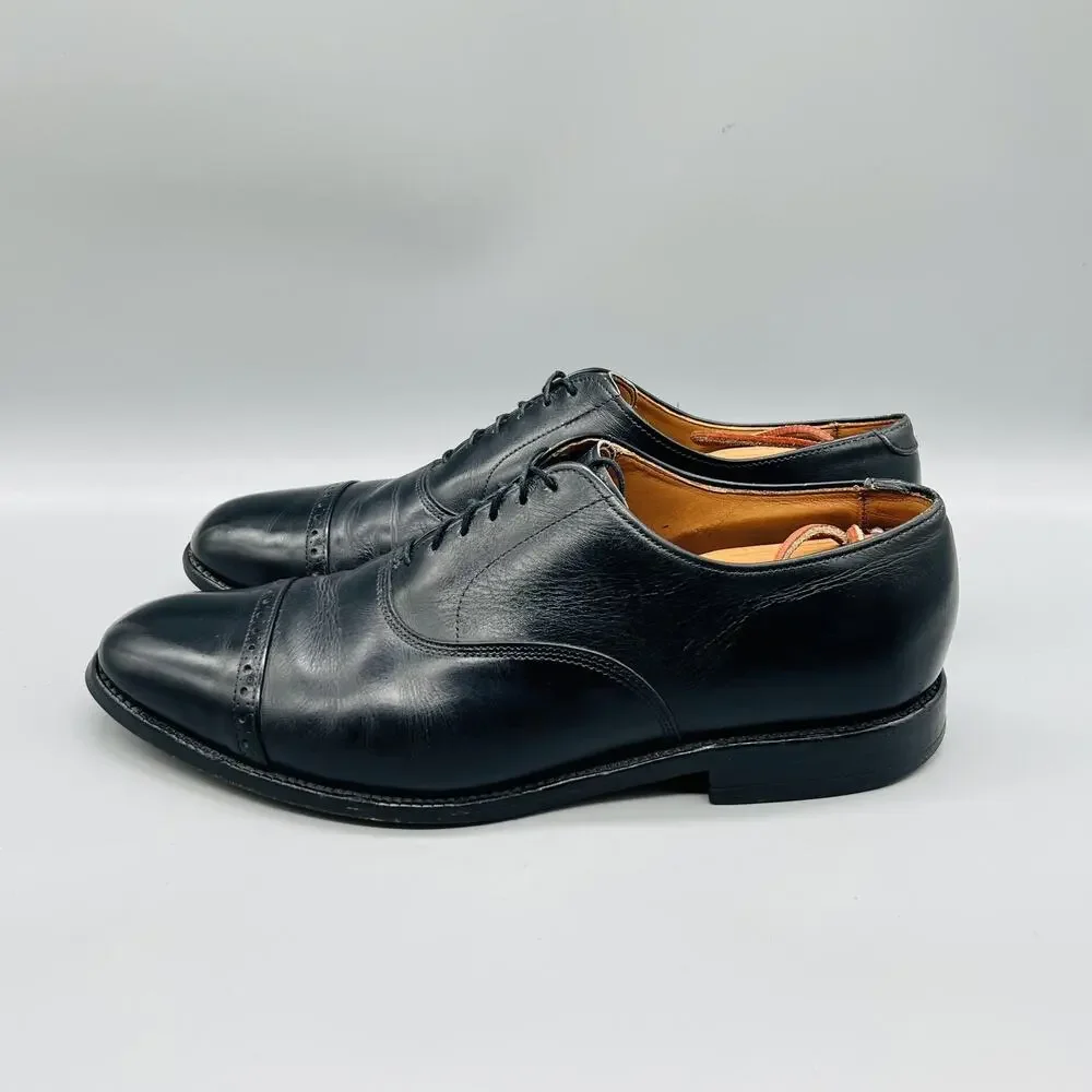 Allen Edmonds Shoes Mens 10.5 Black Leather Byron Cap Toe Oxford Dress Classic